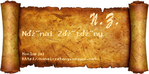 Nánai Zétény névjegykártya